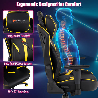 Ergonomic Gaming Chair with Adjustable Height and Reclining Backrest