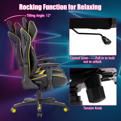 Ergonomic Gaming Chair with Adjustable Height and Reclining Backrest