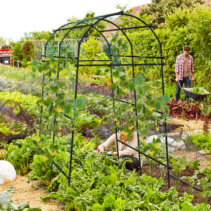 7.5-Feet Garden Arch Trellis with PE-Coated Metal Structure