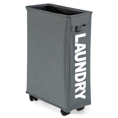 10 Gallon Slim Rolling Laundry Basket with Handle for Bathroom