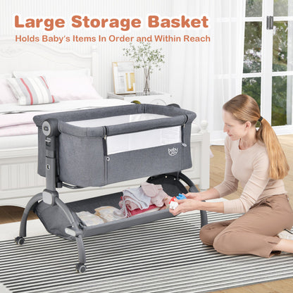 3-in-1 Baby Bassinet with Double-Lock Design and Adjustable Heights