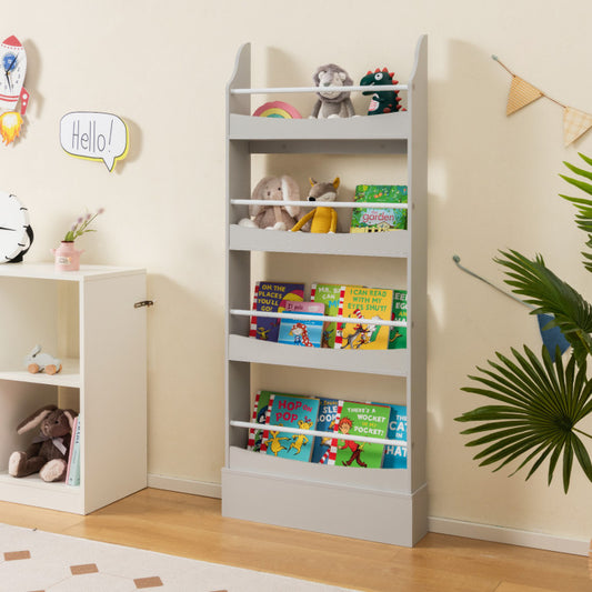 4-Tier Bookshelf with 2 Anti-Tipping Kits for Books and Magazines