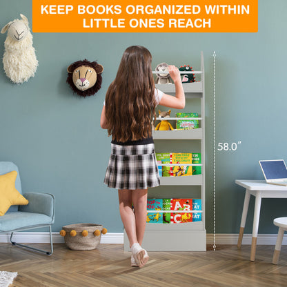 4-Tier Bookshelf with 2 Anti-Tipping Kits for Books and Magazines