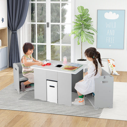 4-in-1 Kids Table and Chairs with Multiple Storage