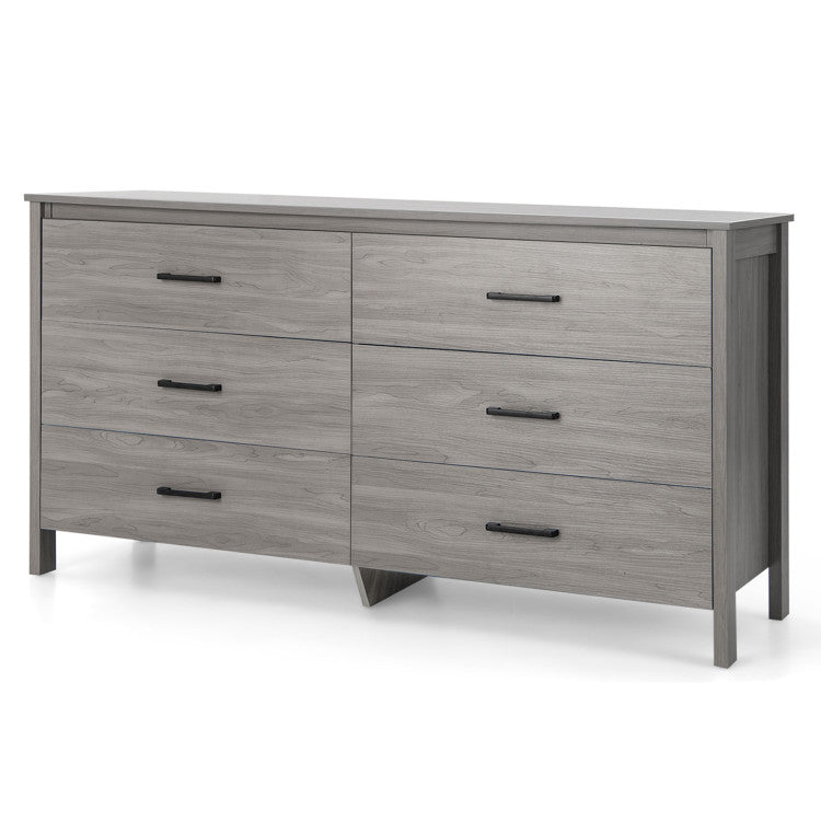 6-Drawer Wide Dresser Chest with Center Support and Anti-Tip Kit