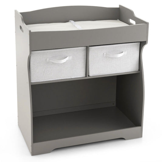Baby Changing Table with 2 Drawers and Large Storage Bin