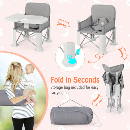 Portable Baby Booster Seat with Straps and Double Tray