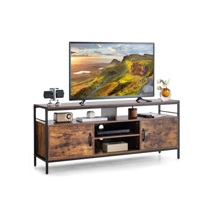 58-Inch Industrial TV Stand with Cabinets and Adjustable Shelf for TVs Up to 65-Inch