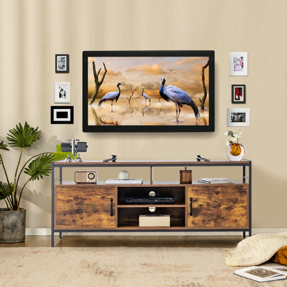 58-Inch Industrial TV Stand with Cabinets and Adjustable Shelf for TVs Up to 65-Inch