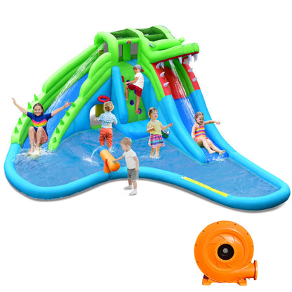 Inflatable Upgraded Kids Crocodile Style Water Slide with 780W Blower