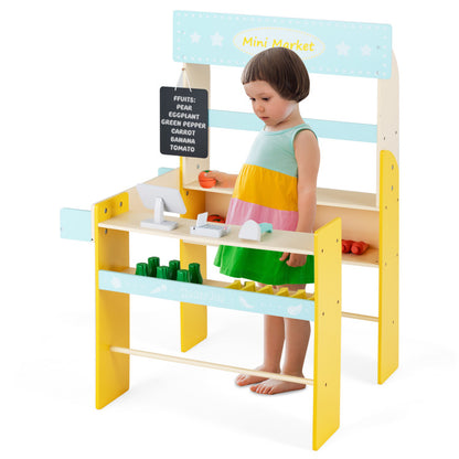 Kid's Pretend Play Grocery Store with Cash Register and Blackboard