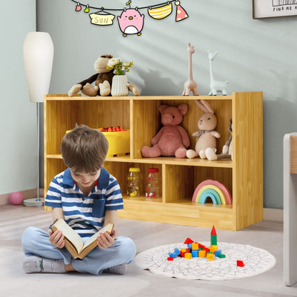 Kids 2-Shelf Bookcase 5-Cube Wood Toy Storage Cabinet Organizer