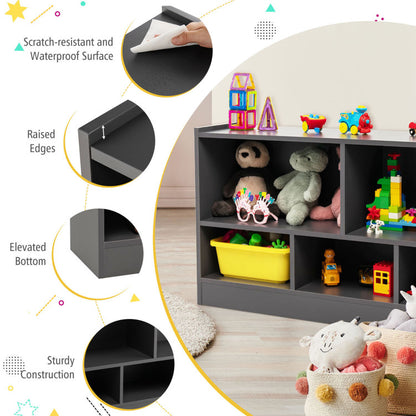 Kids 2-Shelf Bookcase 5-Cube Wood Toy Storage Cabinet Organizer