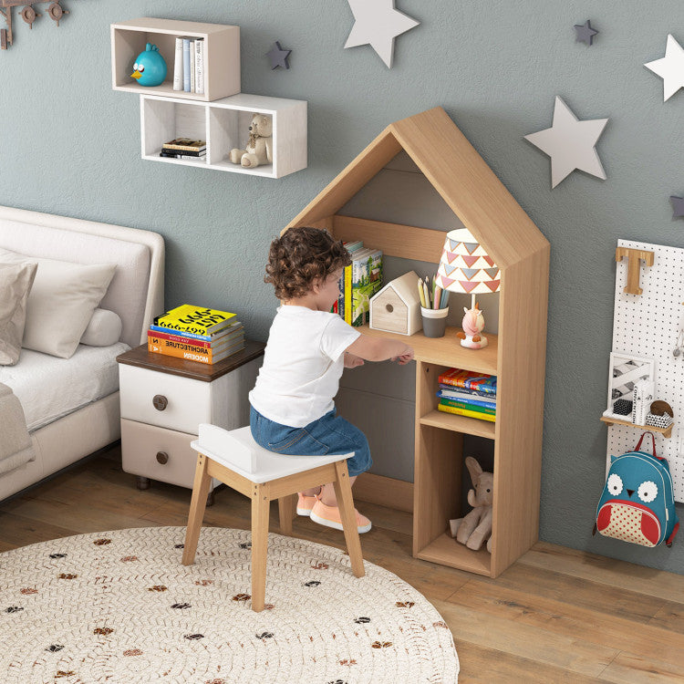 2-in-1 Kids House-Shaped Table and Chair Set