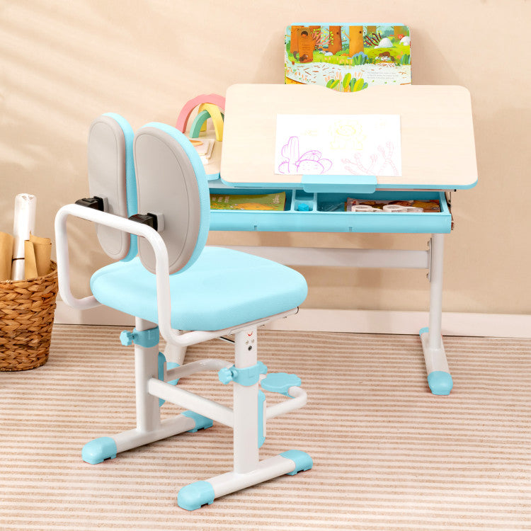 Height-Adjustable Kid's Study Desk and Chair Set