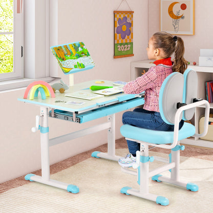 Height-Adjustable Kid's Study Desk and Chair Set