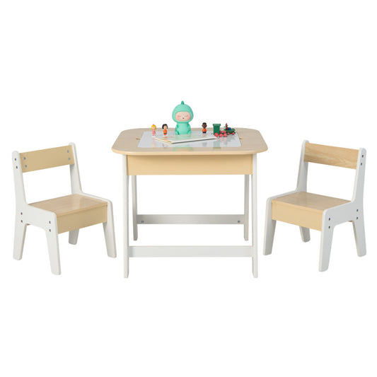 Kid's Table and Chairs Set with Double-Sided Tabletop