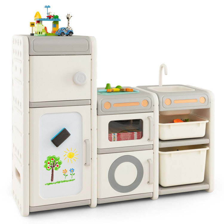 Multipurpose Toy Chest and Bookshelf with Magnetic Whiteboard