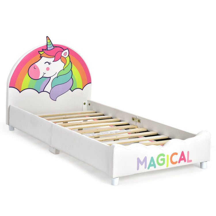 Unicorn Children's Twin-Size Upholstered Platform Single Bed