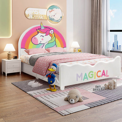 Unicorn Children's Twin-Size Upholstered Platform Single Bed