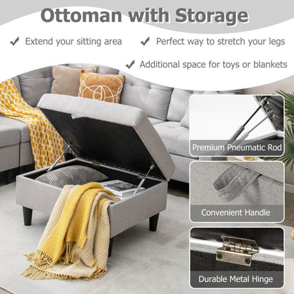 L-shaped Sectional Corner Sofa Set with Storage Ottoman