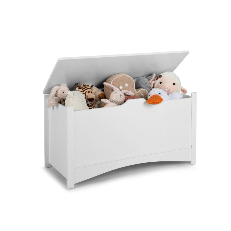Kid's Toy Box with Flip-Top Lid and Cut-Out Pulls