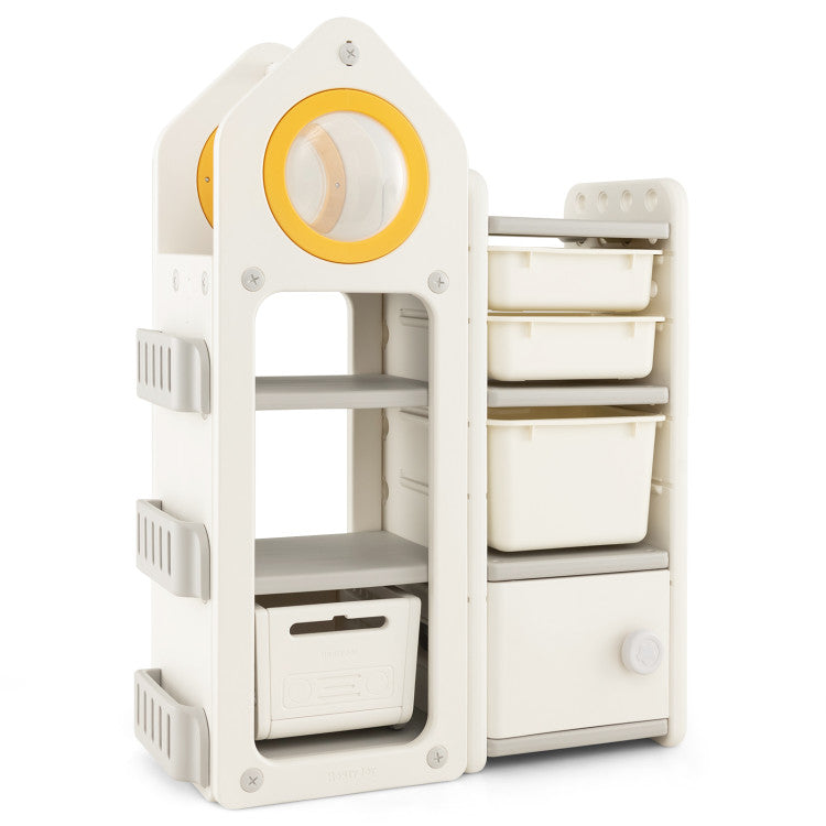 Multipurpose Toy Chest and Bookshelf with Mobile Trolley