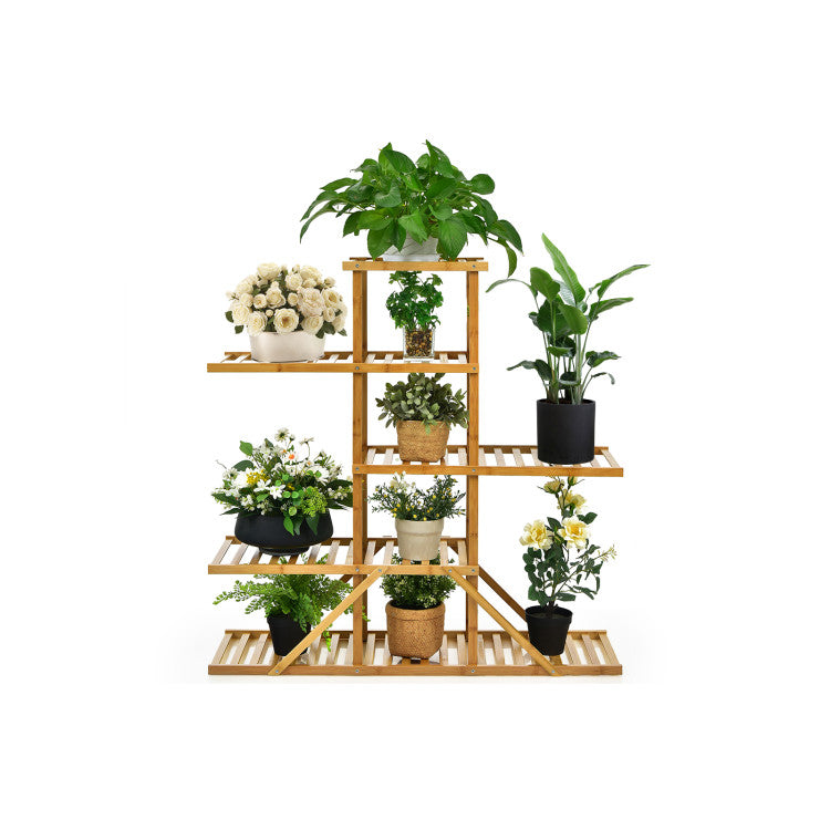 5-Tier 10-Potted Bamboo Plant Stand