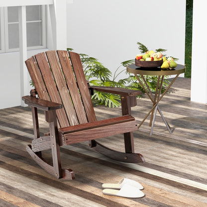 Outdoor Wooden Kid's Adirondack Rocking Chair with Slatted Seat