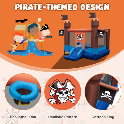 Pirate-Themed Inflatable Bounce Castle with Large Bounce Area without Blower