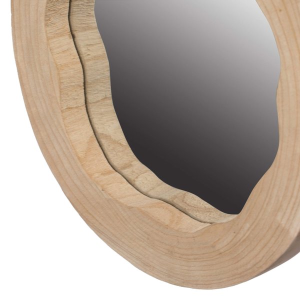 Decorative Round Natural Wood Wall Mirror for the Entryway, Living Room, or Vanity
