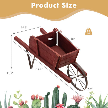 Wooden Wagon Planter with 9 Magnetic Accessories for the Garden Yard