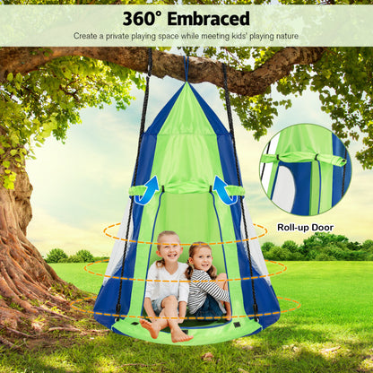 2-in-1 40-inch Kids Hanging Chair Detachable Swing Tent