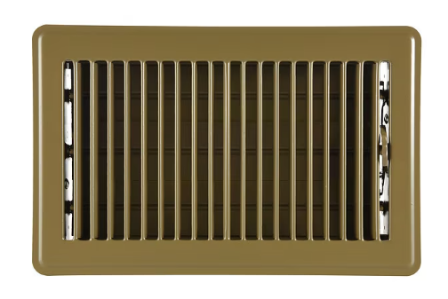 ZORO SELECT Floor Register - Brown Steel, Louvered Vent Cover for Home Floor, Electro coated and Powder Coated Surface, 6 x 10 inch