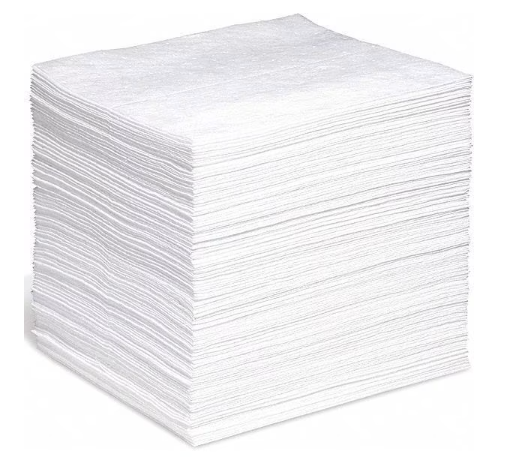 Spilltech Absorbent Pad - Oil-Only, 200 Pack, Absorbs 35 gal. Per Box, Ideal for Oil Spills, Leaks and Overspray, White, Light-Duty, 15 in W x 18 in L