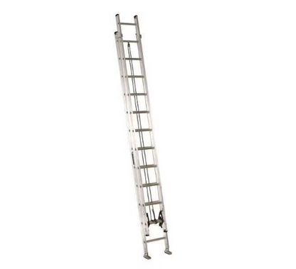 Louisville Extension Ladder - Aluminum, Adjustable, Swivel Safety Shoe Design, D-Rung Shape, 300 lb Load Capacity, 24 ft Height, 21 ft Extended Height