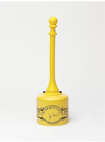 Eagle Mfg Cigarette Receptacle - Yellow ,Free-Standing, Galvanized Steel, Series Metal/Poly Butt Can, Powder Coated Finish, 40 in H, 12 in diameter