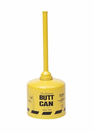 Eagle Mfg Cigarette Receptacle - Yellow ,Free-Standing, Galvanized Steel, Series Metal/Poly Butt Can, Powder Coated Finish, 40 in H, 12 in diameter