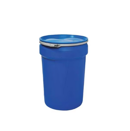 Eagle Mfg Transport Drum - Open Head, Polyethylene, Unlined, Blue, Lever Lock Ring, Plastic Drum with Metal Ring, Chemical & Weather Resistant, 14 gal