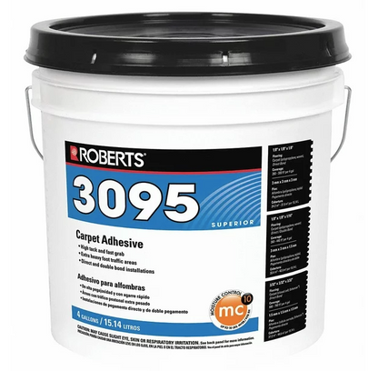 ROBERTS Floor Adhesive - 3095 Series, Beige, Pail, Heavy-Duty Construction Adhesive, Fast Grabbing, High Solids, Nonflammable, Solvent-Free, 4 gal