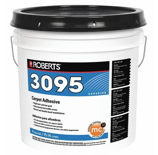 ROBERTS Floor Adhesive - 3095 Series, Beige, Pail, Heavy-Duty Construction Adhesive, Fast Grabbing, High Solids, Nonflammable, Solvent-Free, 4 gal
