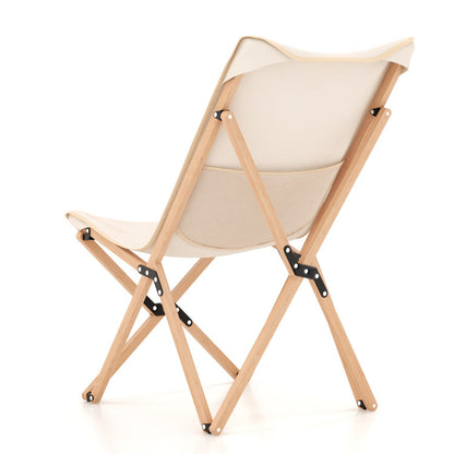 Set of 2 Bamboo Dorm Chairs with Storage Pockets for Camping and Fishing