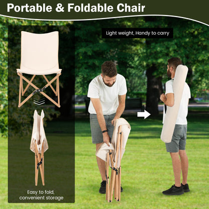 Set of 2 Bamboo Dorm Chairs with Storage Pockets for Camping and Fishing