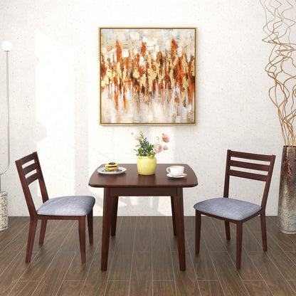 Set of 2 Upholstered Armless Kitchen Chairs with a Solid Rubber Wood Frame