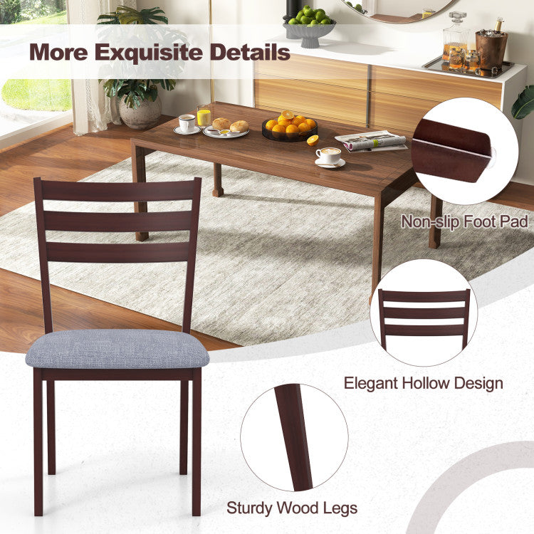 Set of 2 Upholstered Armless Kitchen Chairs with a Solid Rubber Wood Frame