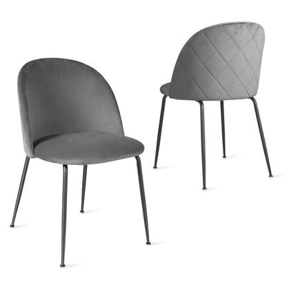 Set of 2 Upholstered Velvet Dining Chairs with Metal Base
