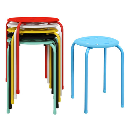 17.5-Inch Set of 6 Portable Plastic Stack Stools with Metal Frame