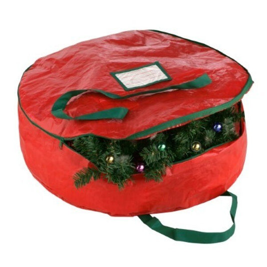 Wreath Storage 24-inch Round Bag with Handles and Zipper Tote for Holiday Artificial Garlands