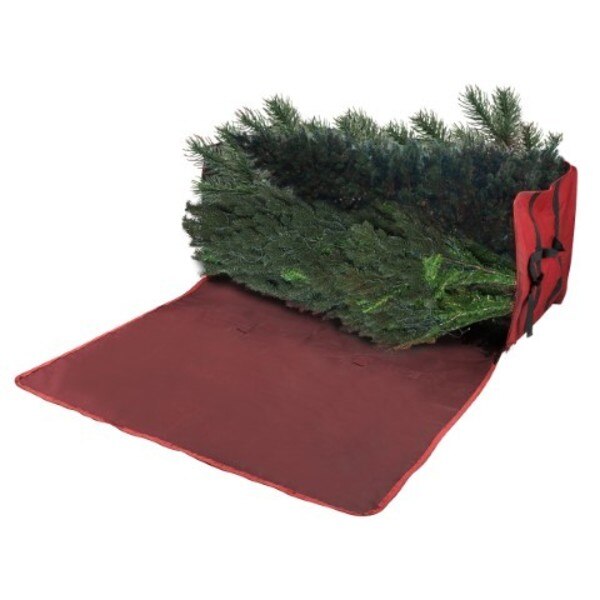 Christmas Tree Storage Canvas Bag up to 6 FT Artificial Trees with Straps for Decorations, Burgundy