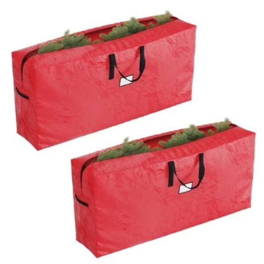 2-pack Christmas Tree Storage Bags, Fits 9-Ft Artificial Tree, Protects Holiday Decorations (Red)